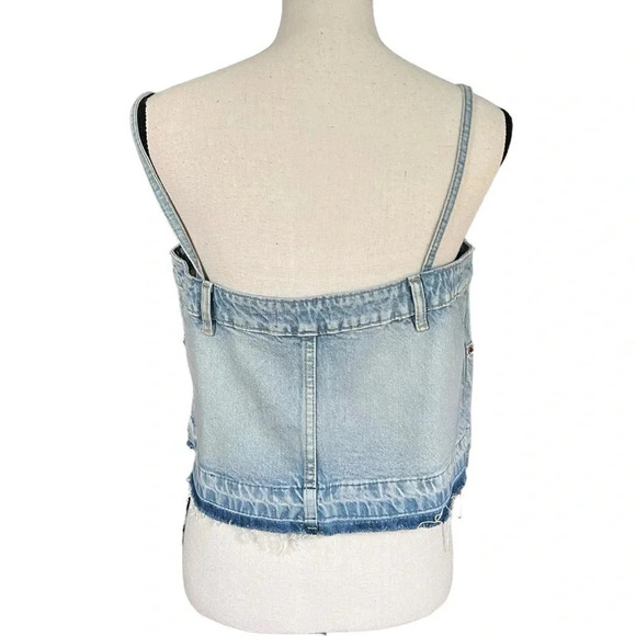 ZARA Womens Denim Cropped Top Size L Coastal Wear Beach Summer casual - Picture 4 of 11